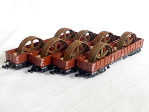 Minitrix Hochbordwagen, exklusives Ladegut vom Profi in OVP!