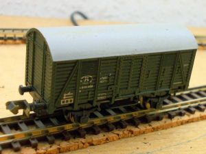 Gms 39, SNCB, gedeckter Güterwagen, Thomschke- Achsen, EVP, Epoche 3