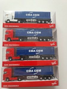 4 x LKW und Auflieger CMA CGM